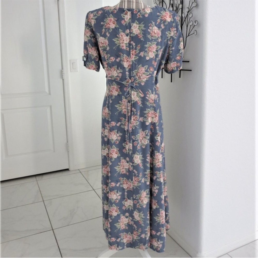 Rare Vintage Y2K Betsey Lauren Floral Cottage Victorian Midi Lace Collar Dress - Picture 3 of 8